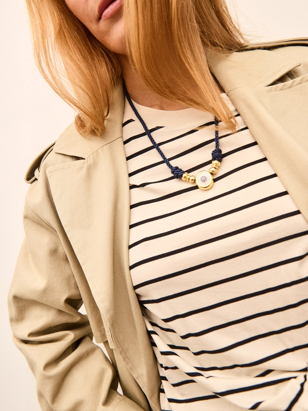 Eye Candy Evil Eye Cord Necklace - Gold/Blue
