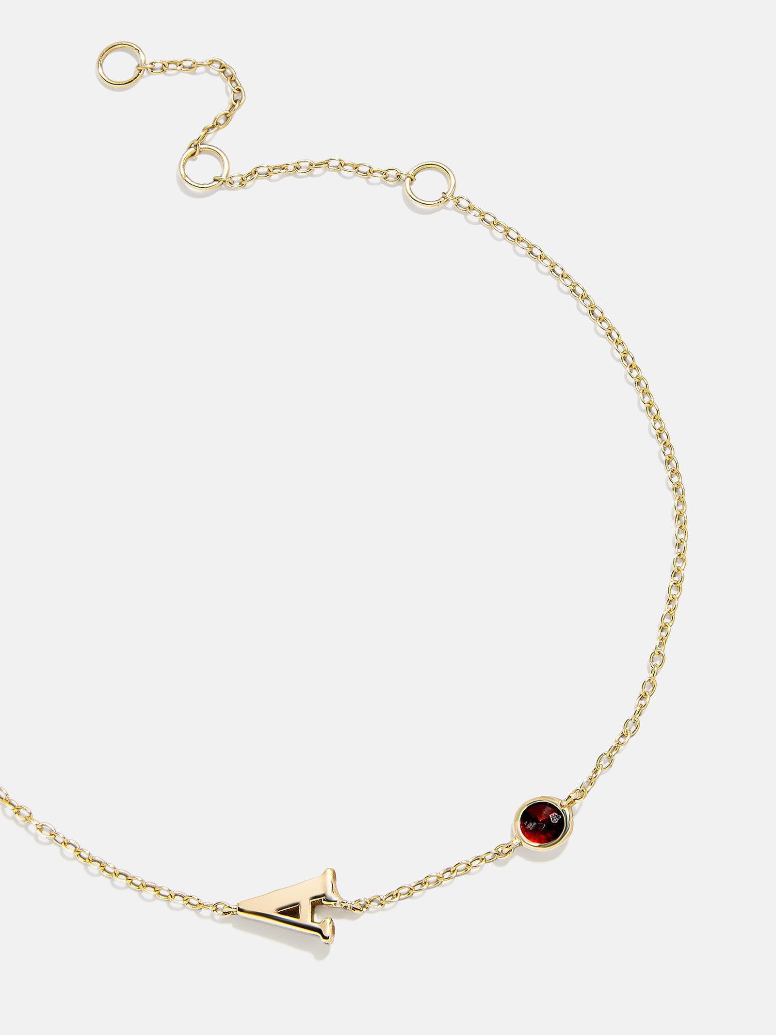 14K Gold Initial Birthstone Custom Bracelet - Garnet