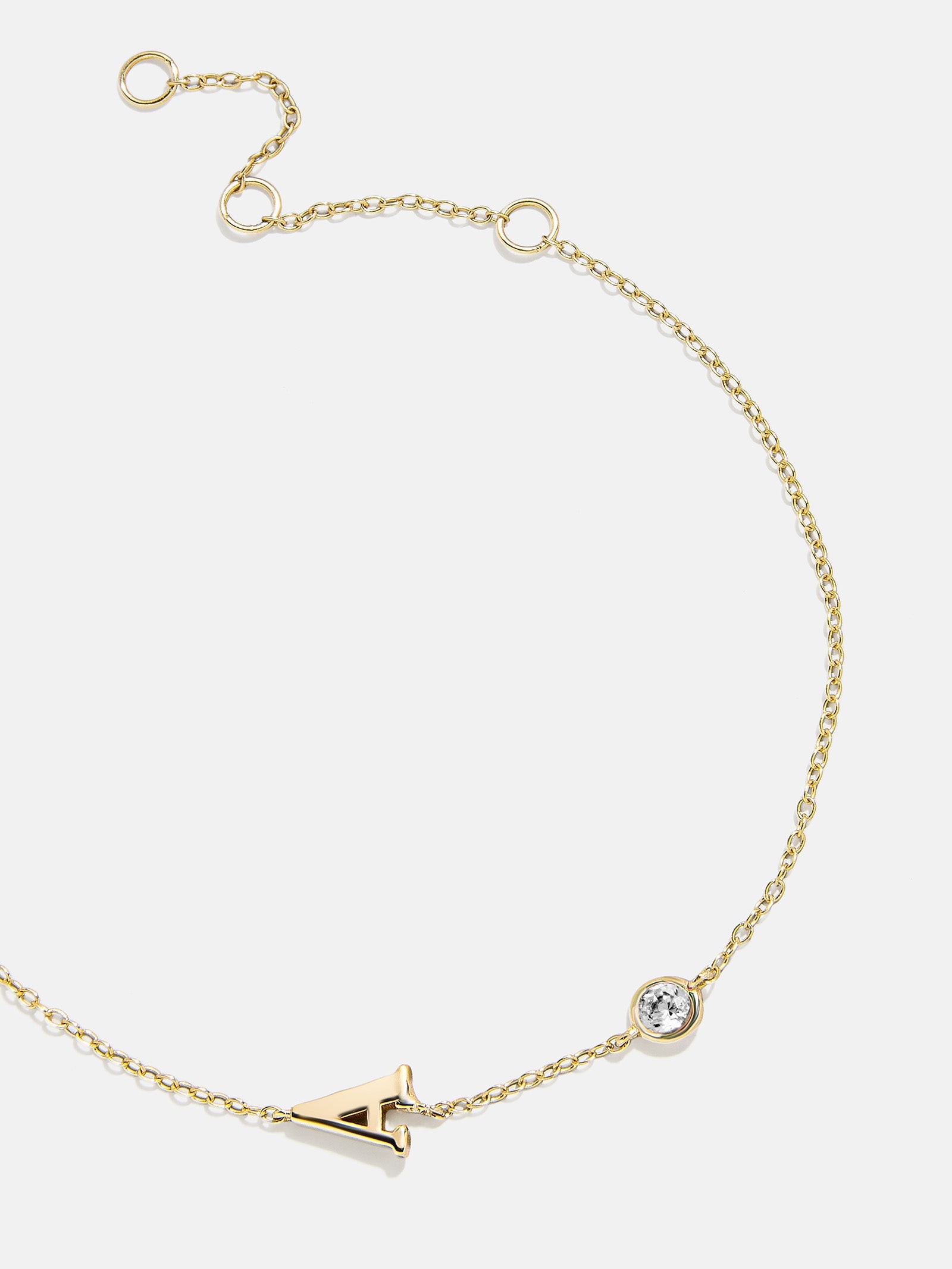 14K Gold Initial Birthstone Custom Bracelet - Crystal