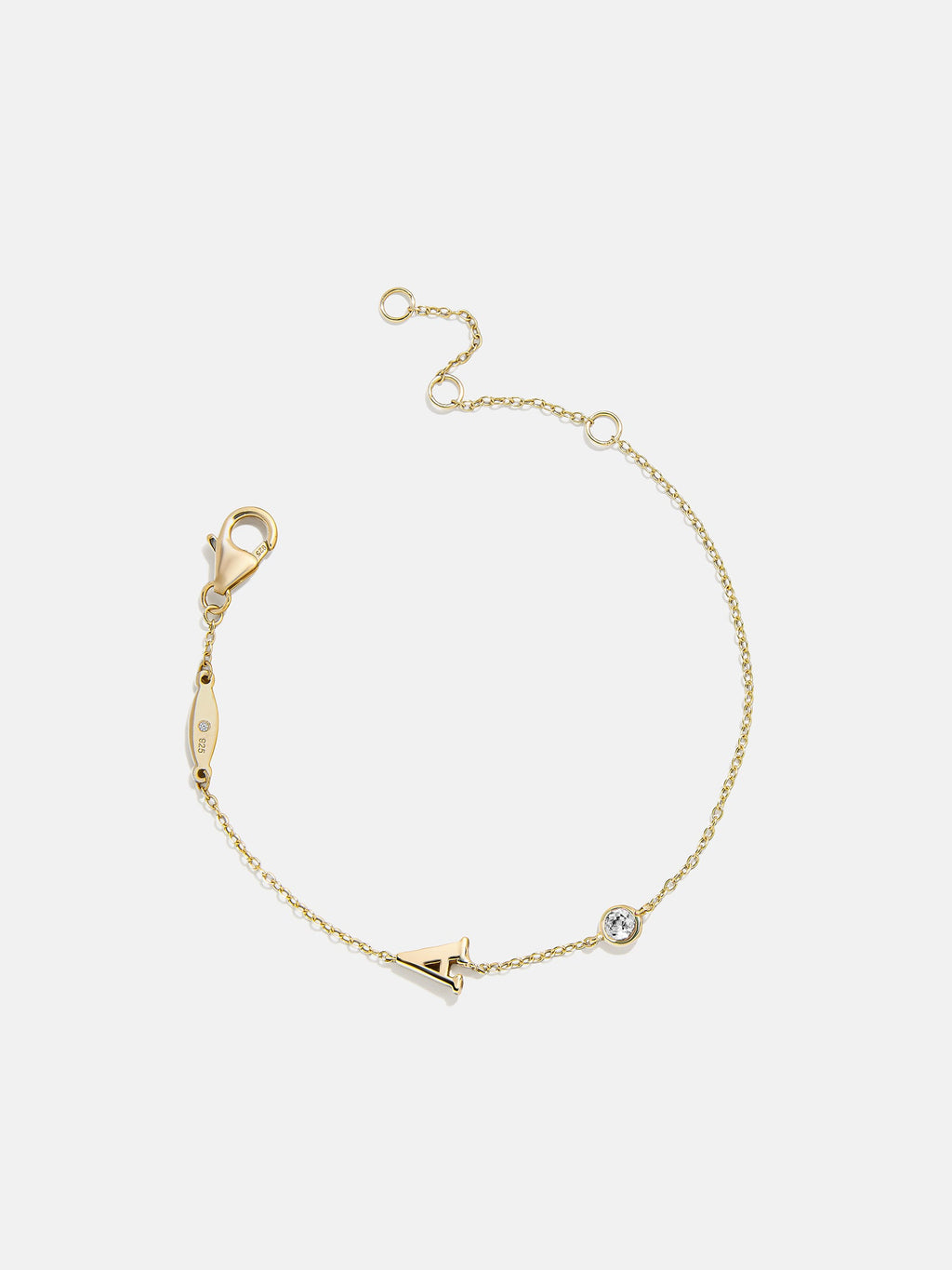 14K Gold Initial Birthstone Custom Bracelet - Crystal