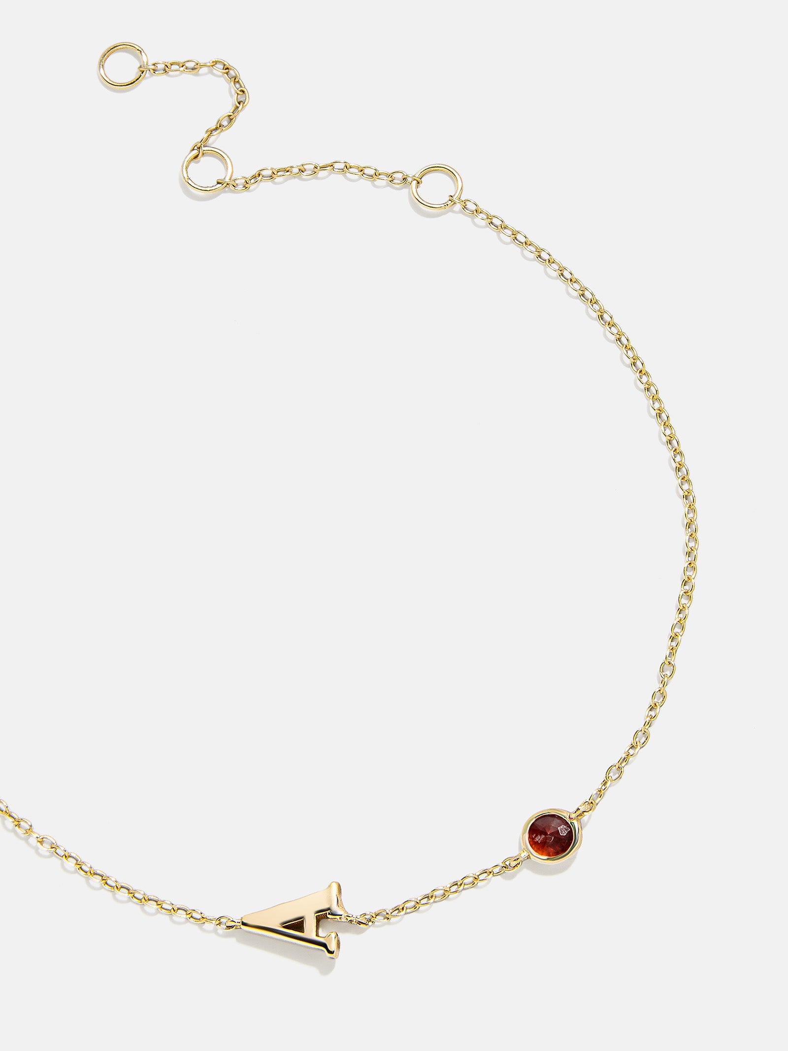 14K Gold Initial Birthstone Custom Bracelet - Ruby