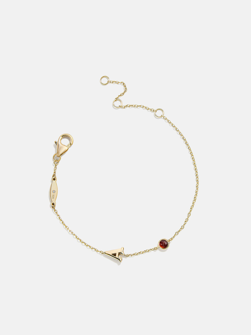 14K Gold Initial Birthstone Custom Bracelet - Ruby