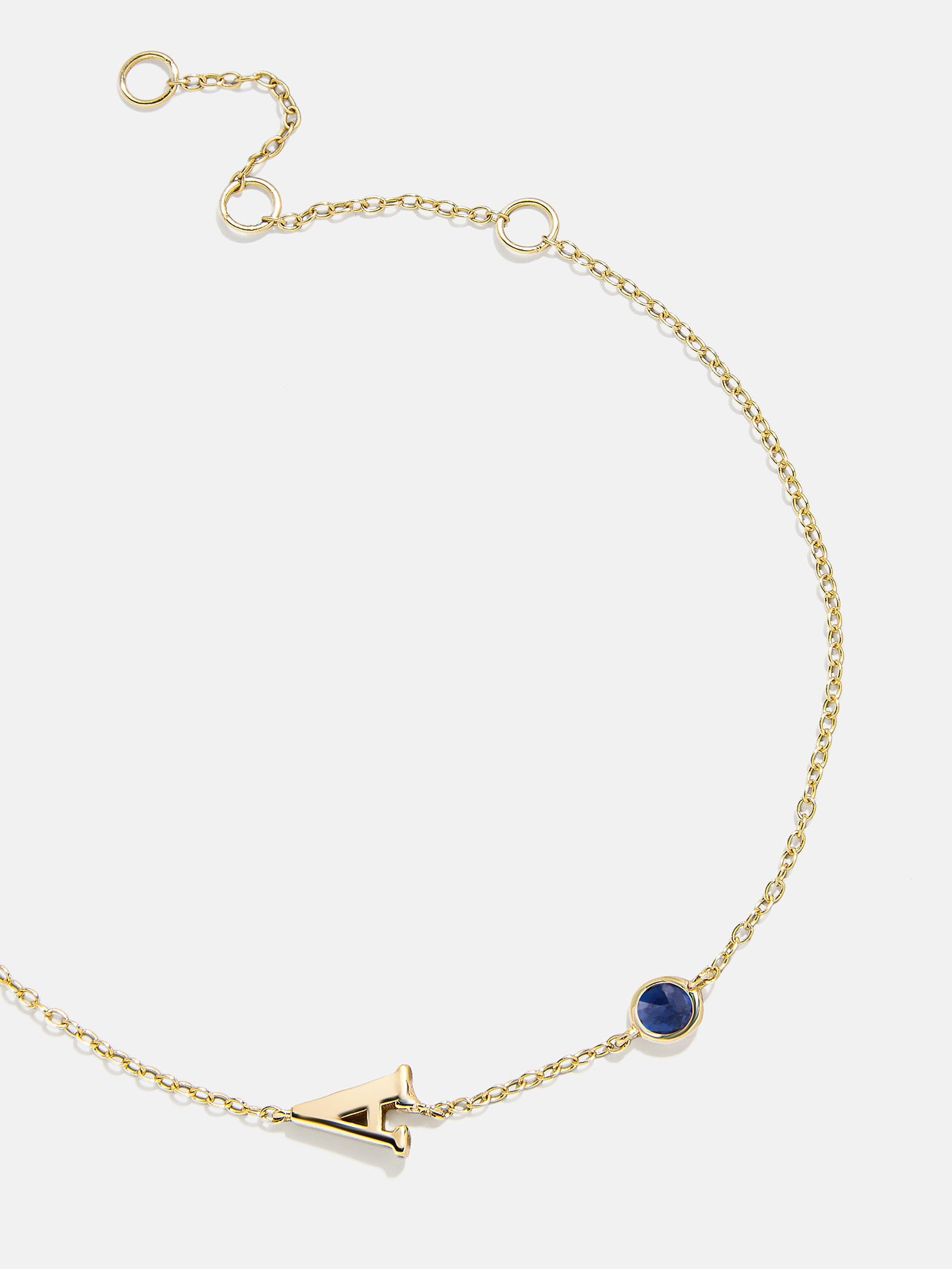 14K Gold Initial Birthstone Custom Bracelet - Sapphire