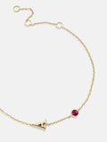 14K Gold Initial Birthstone Custom Bracelet - Rose