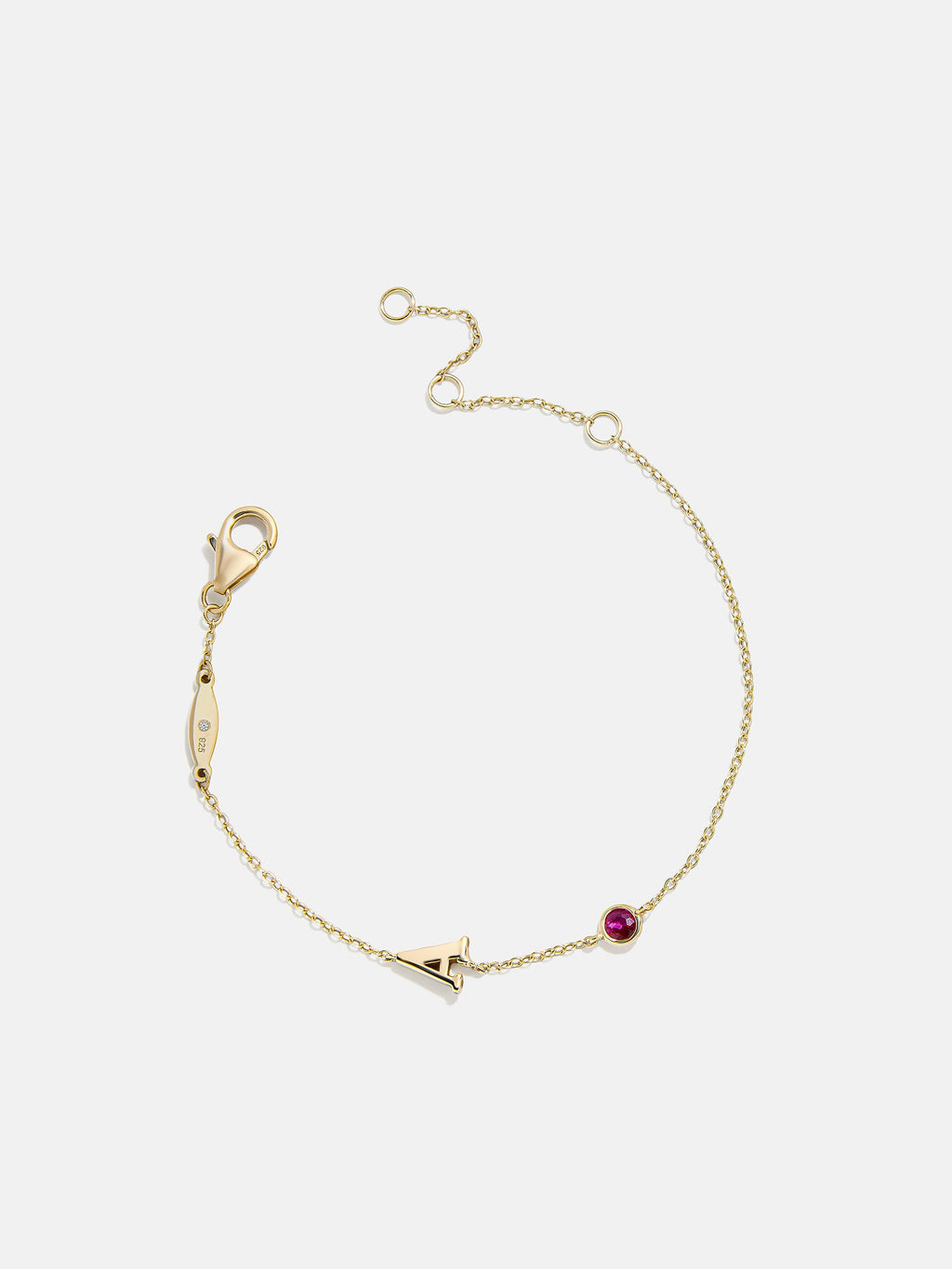 14K Gold Initial Birthstone Custom Bracelet - Rose