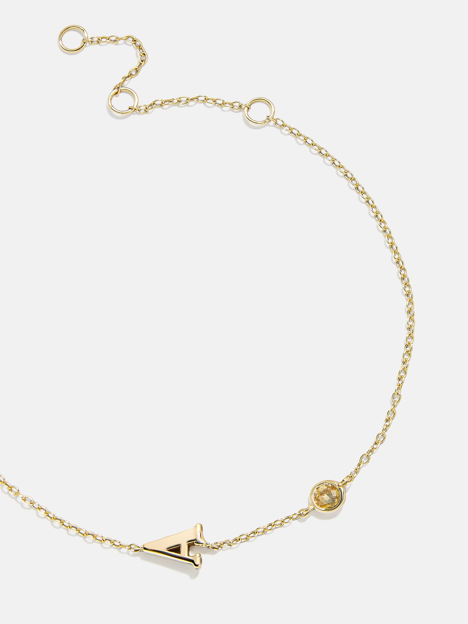 14K Gold Initial Birthstone Custom Bracelet - Topaz