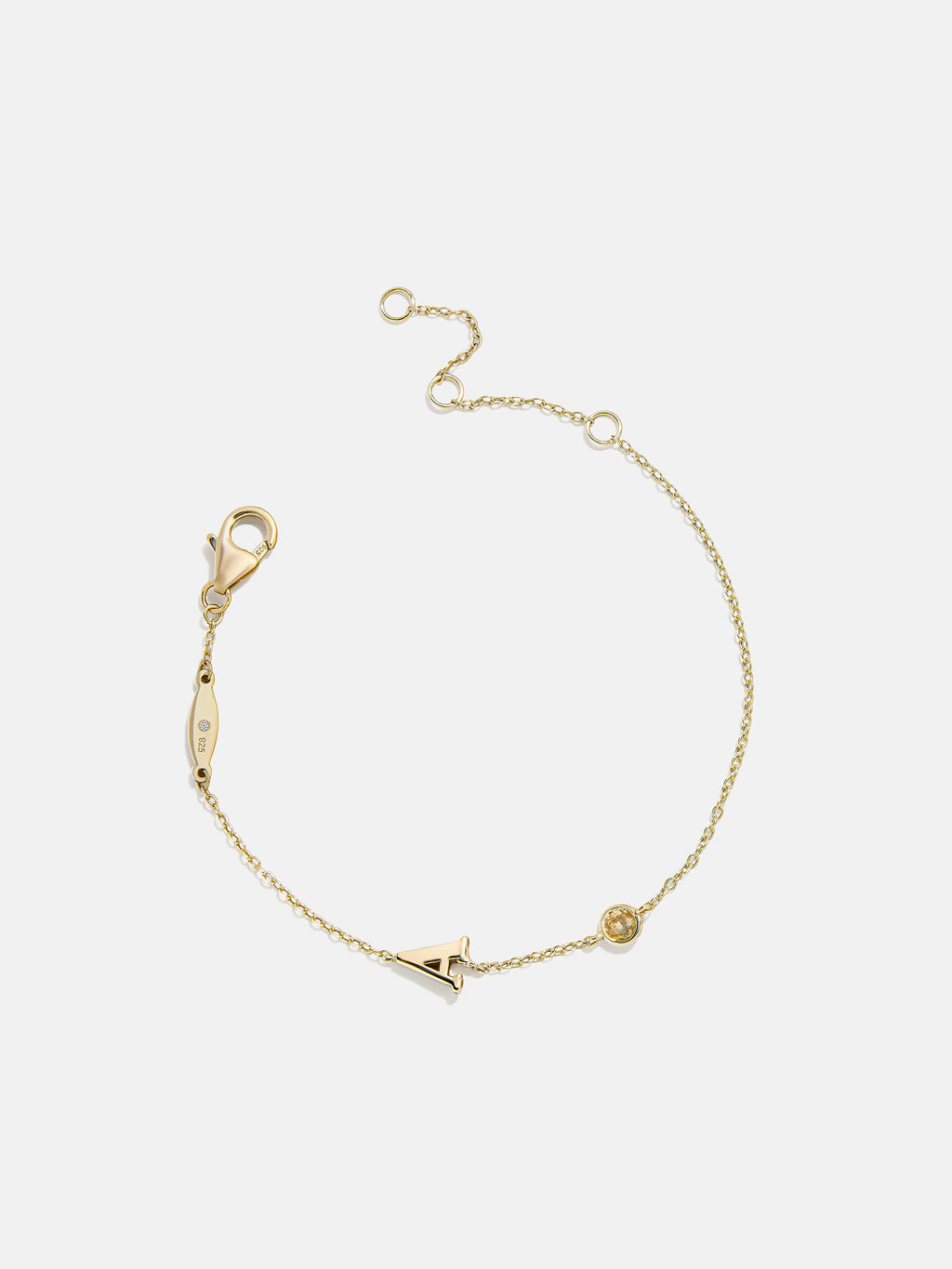 14K Gold Initial Birthstone Custom Bracelet - Topaz