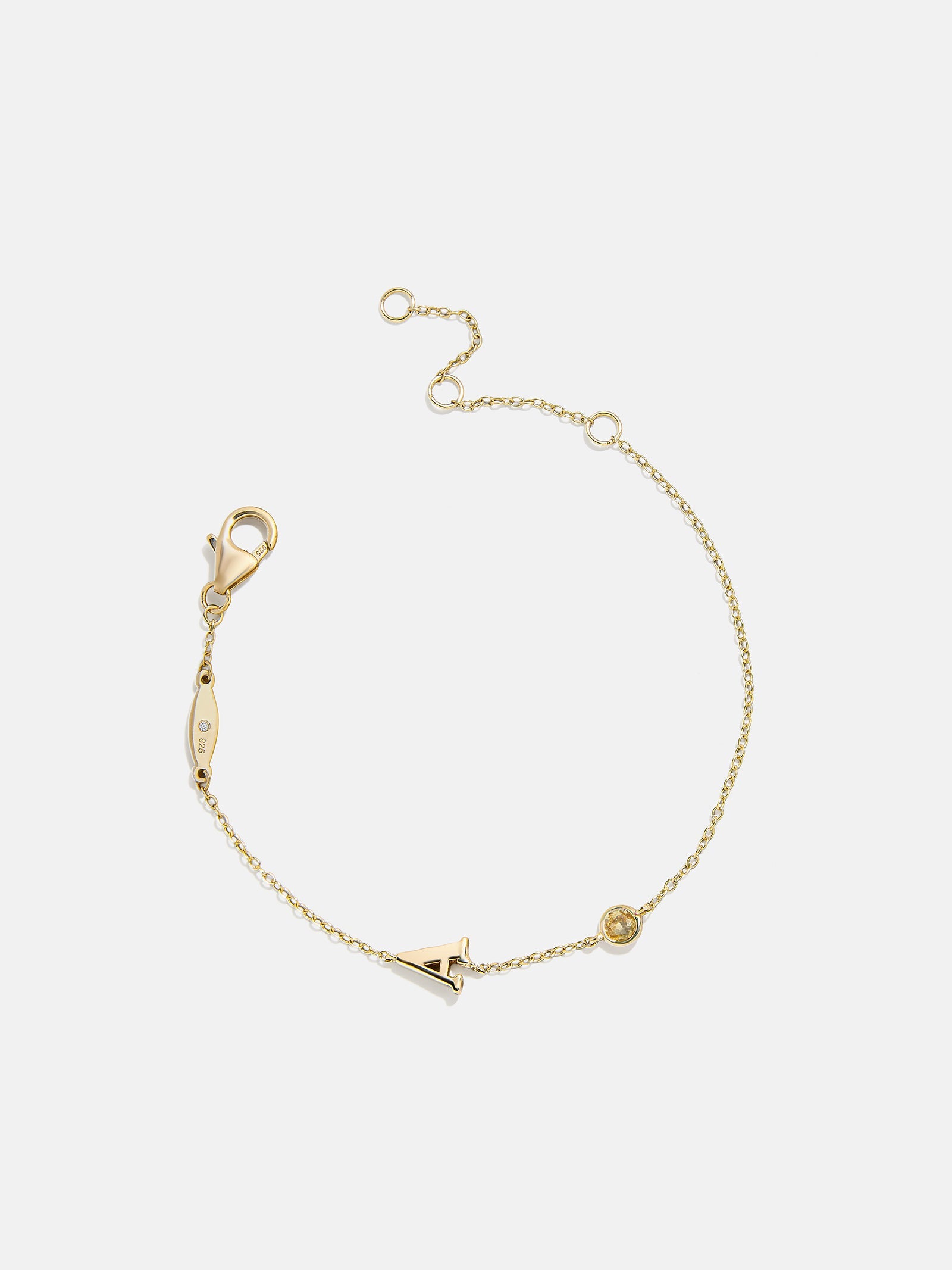 14K Gold Initial Birthstone Custom Bracelet - Topaz
