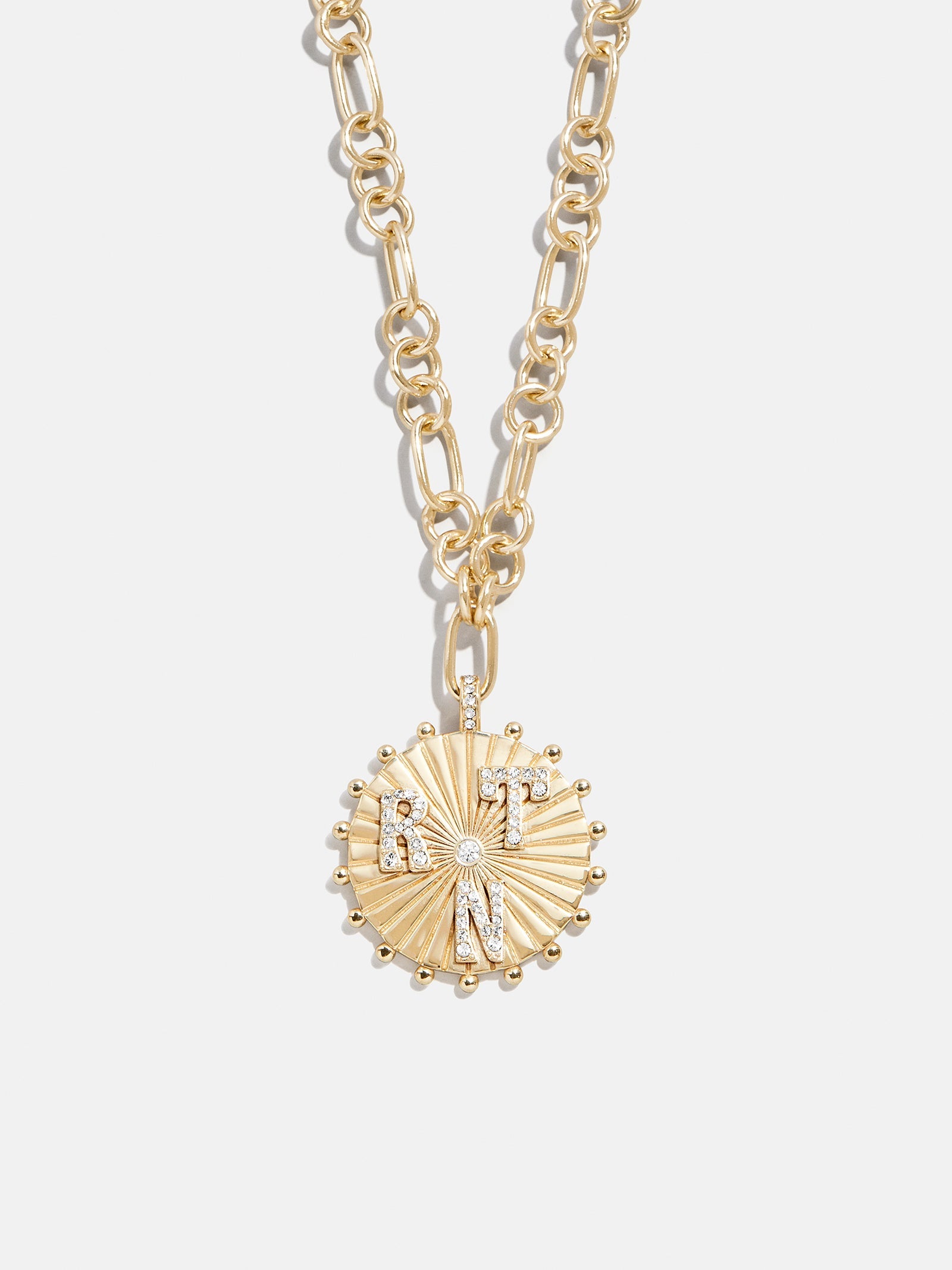 Initial Custom Medallion Necklace - Gold/Pavé