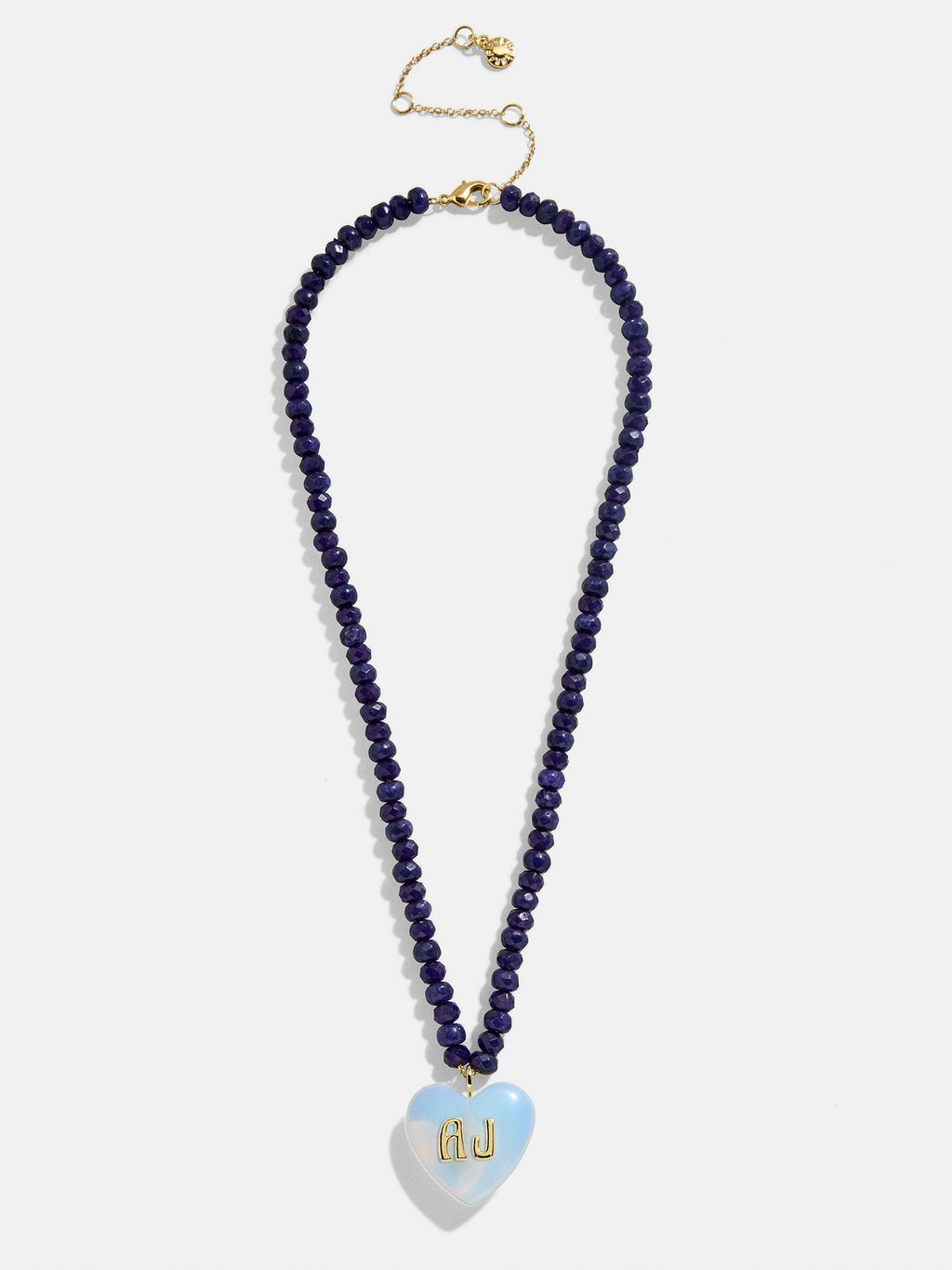 Semi-Precious Heart Custom Initial Necklace - Moonstone
