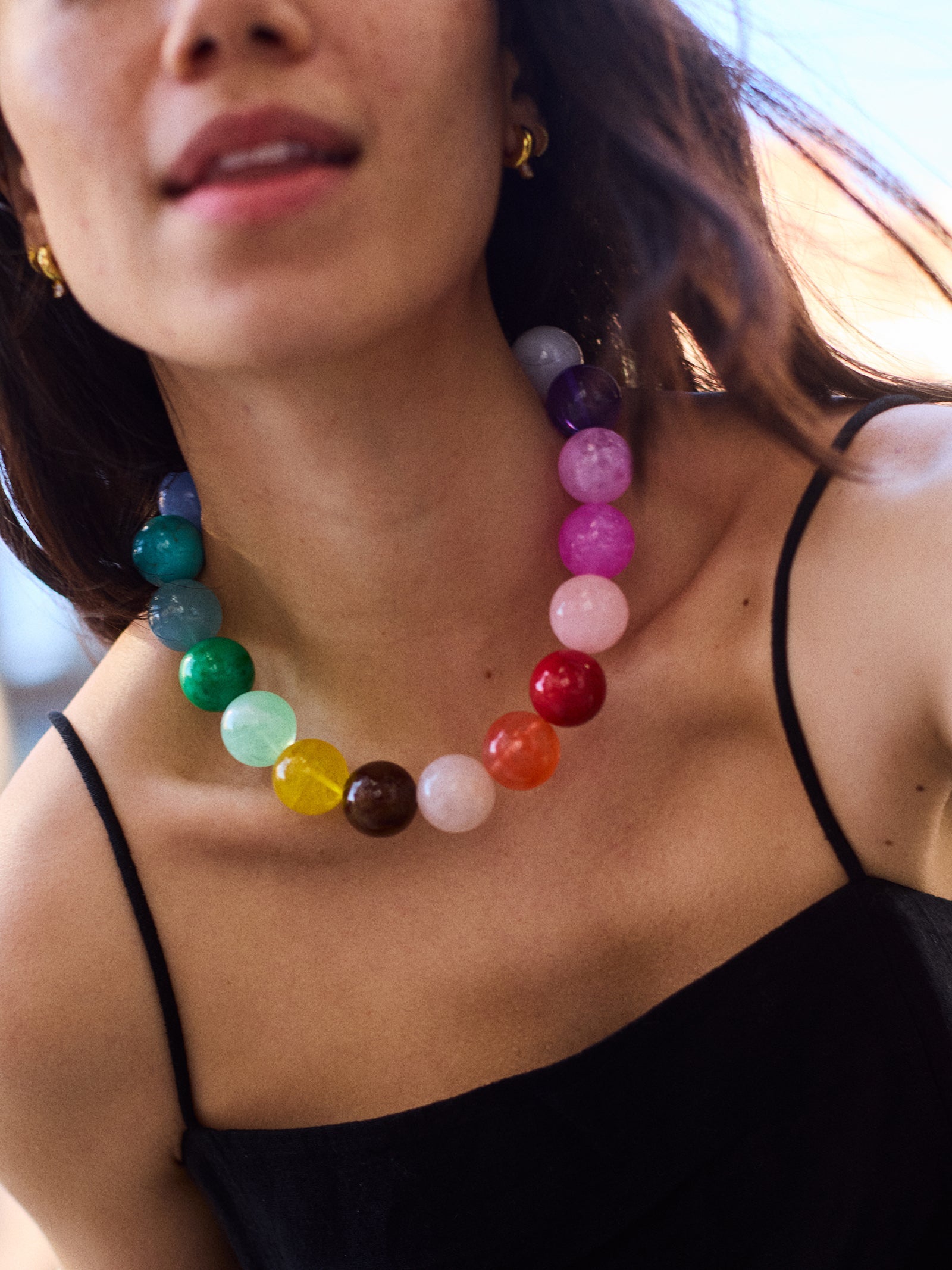 Jane Beaded Necklace - Rainbow Bead