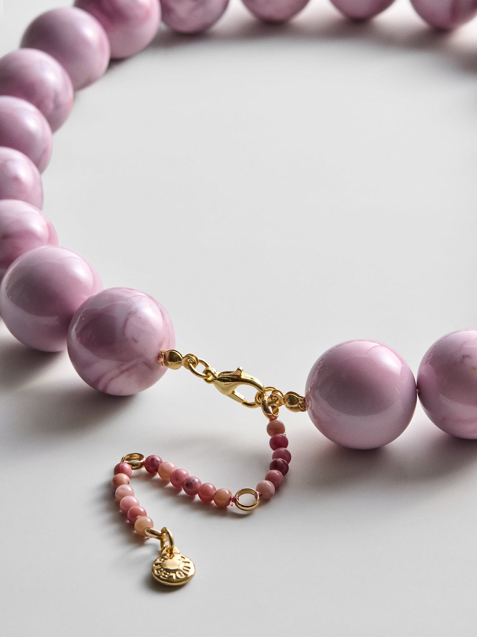 Jane Beaded Necklace - Smoky Rose Quartz