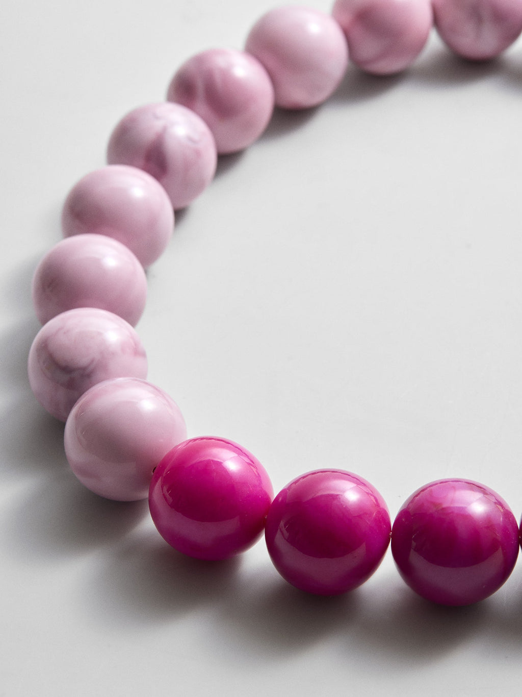 Jane Beaded Necklace - Dark Pink Quartz/Smoky Rose Quartz