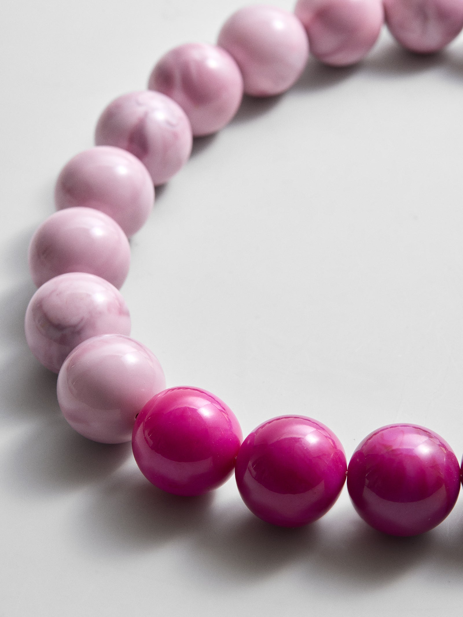 Jane Beaded Necklace - Dark Pink Quartz/Smoky Rose Quartz