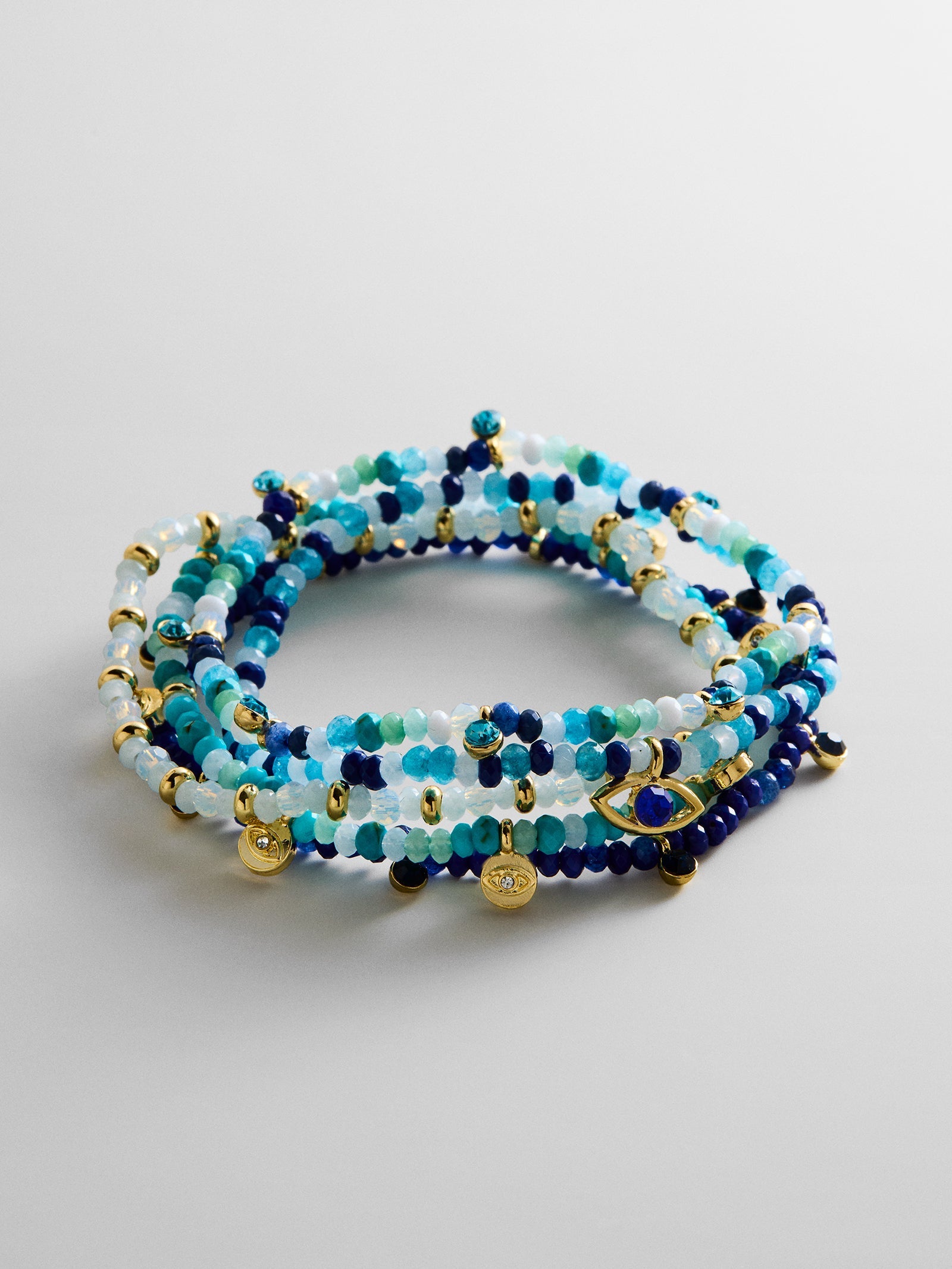 Indya Evil Eye Layered Bracelet Set - Blue Multi