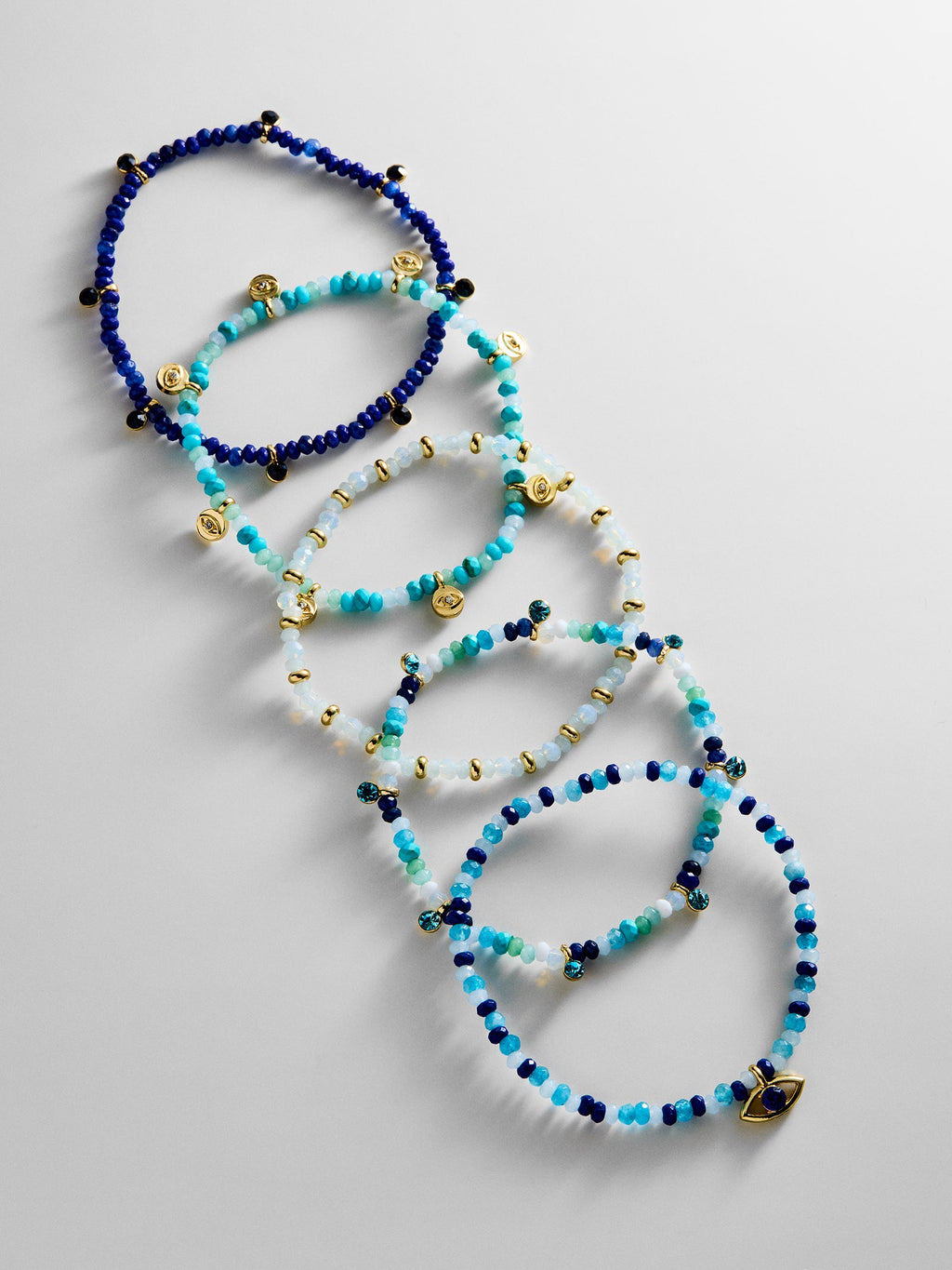 Indya Evil Eye Layered Bracelet Set - Blue Multi