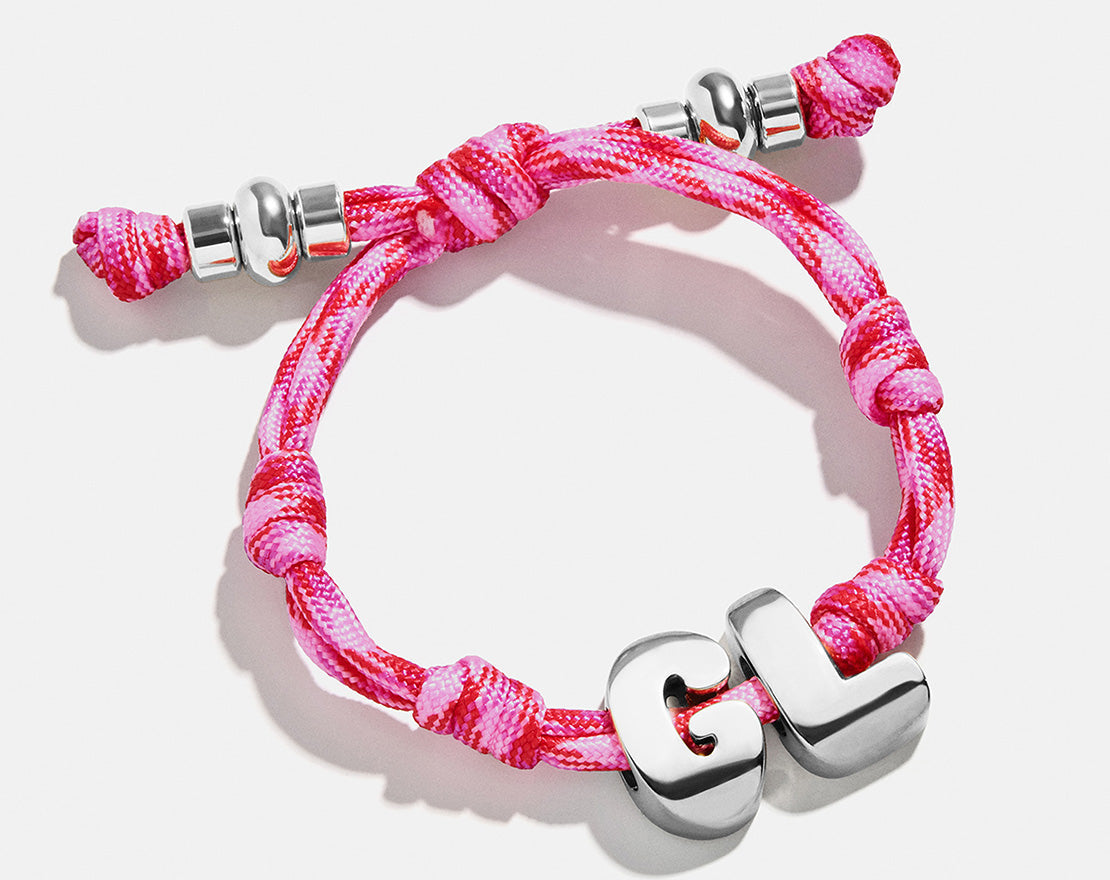 Knotty Initial Custom Bracelet - Fuchsia Double Letters