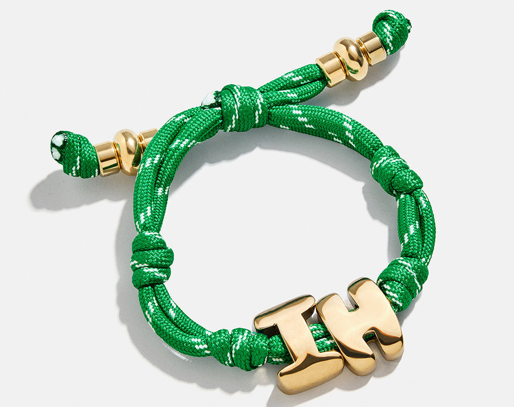 Knotty Initial Custom Bracelet - Bright Green Double Letters