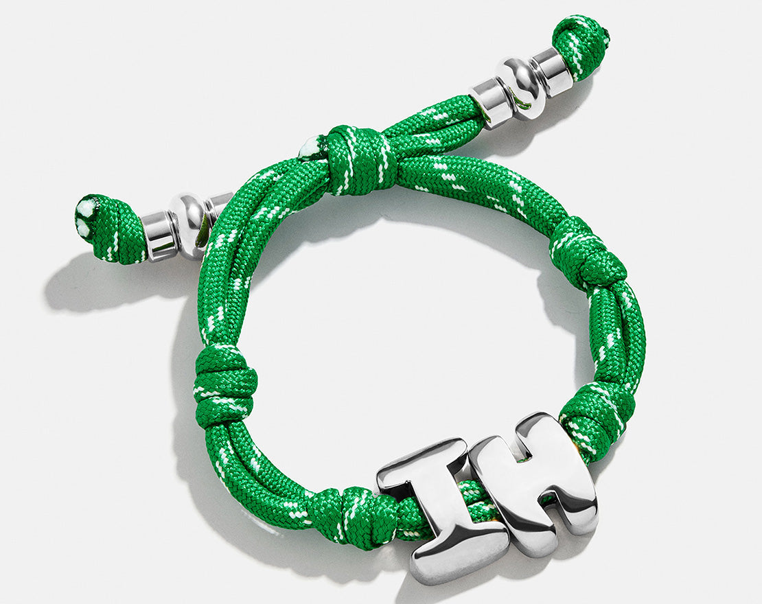 Knotty Initial Custom Bracelet - Bright Green Double Letters