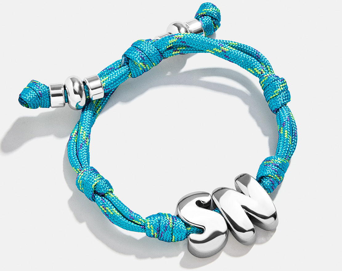 Knotty Initial Custom Bracelet - Aqua Double Letters