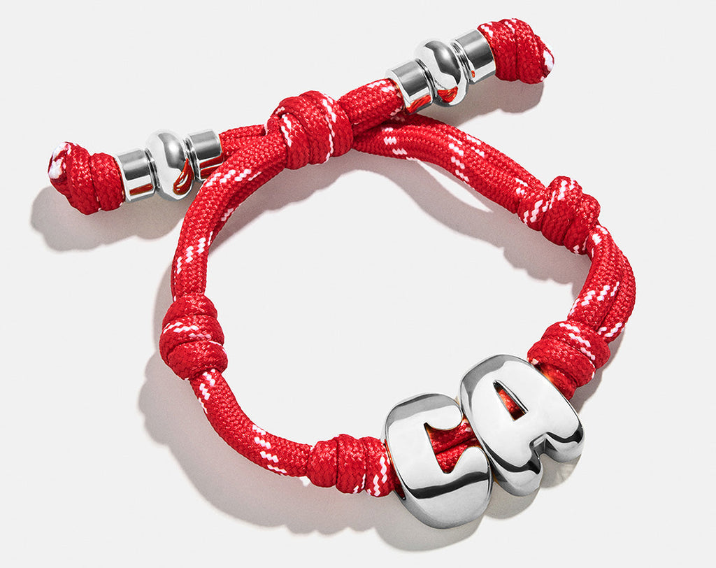 Knotty Initial Custom Bracelet - Cherry Red Double Letters