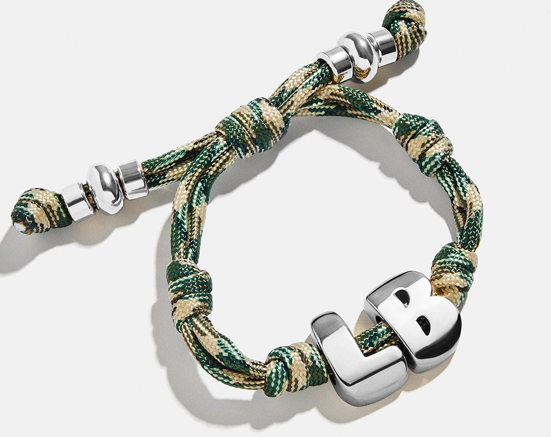 Knotty Initial Custom Bracelet - Camo Double Letters