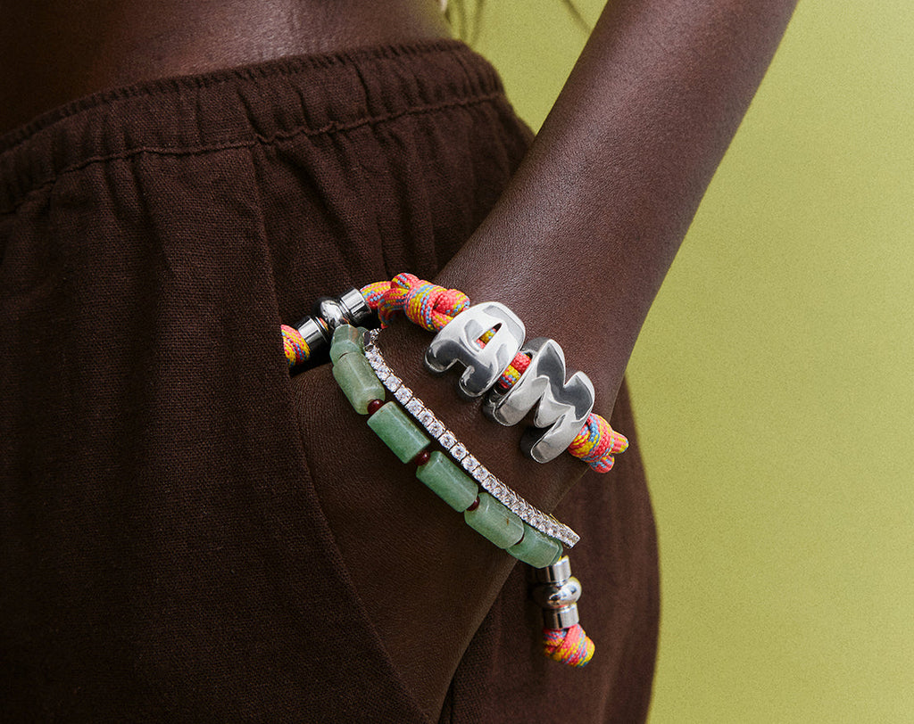 Knotty Initial Custom Bracelet - Vivid Multi Double Letters