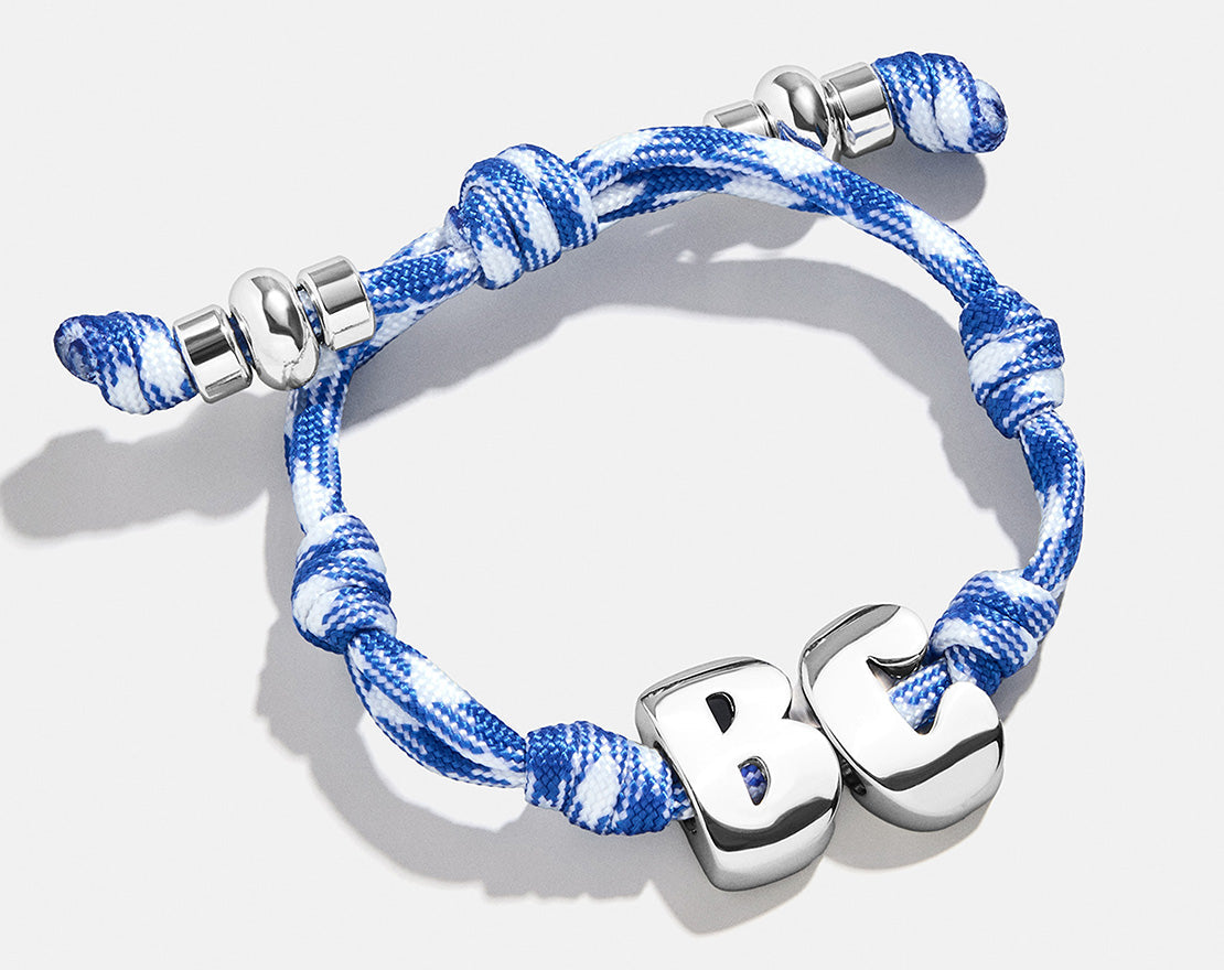 Knotty Initial Custom Bracelet - Royal Blue/White Double Letters