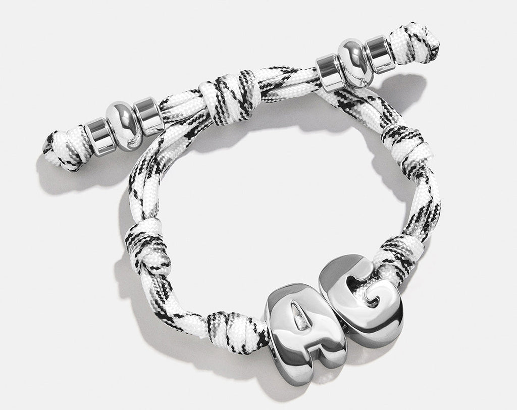 Knotty Initial Custom Bracelet - Onyx/White Double Letters