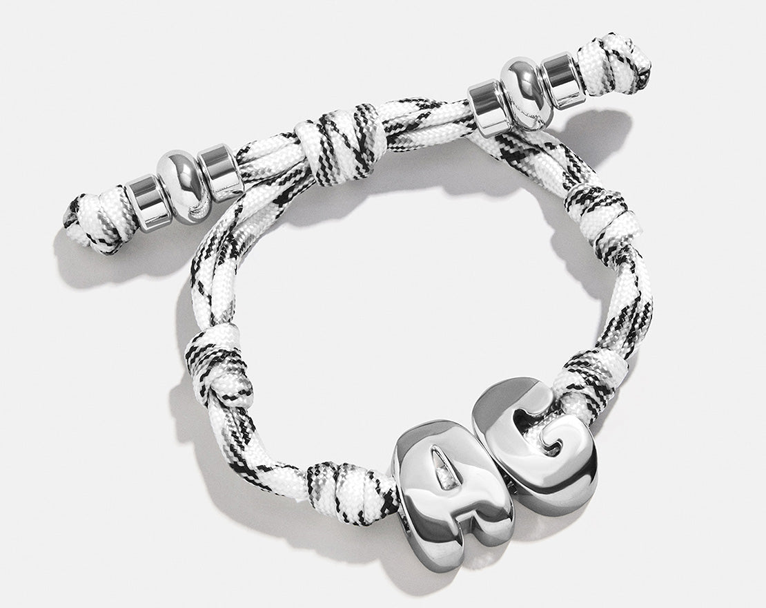 Knotty Initial Custom Bracelet - Onyx/White Double Letters