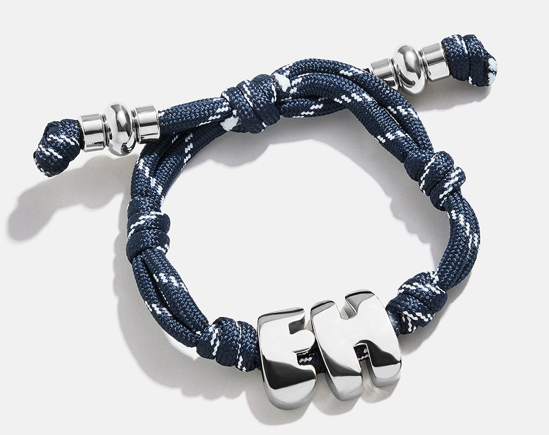 Knotty Initial Custom Bracelet - Navy Double Letters