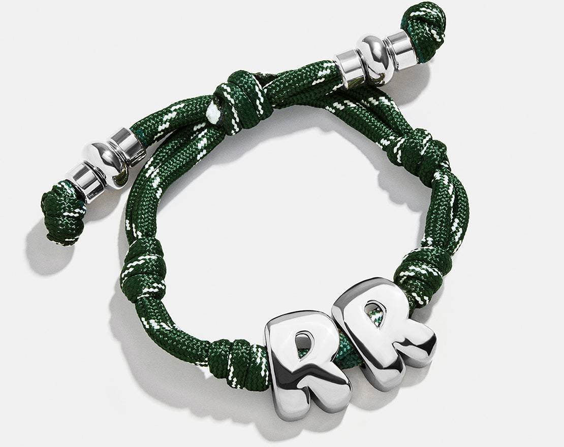 Knotty Initial Custom Bracelet - Dark Green Double Letters