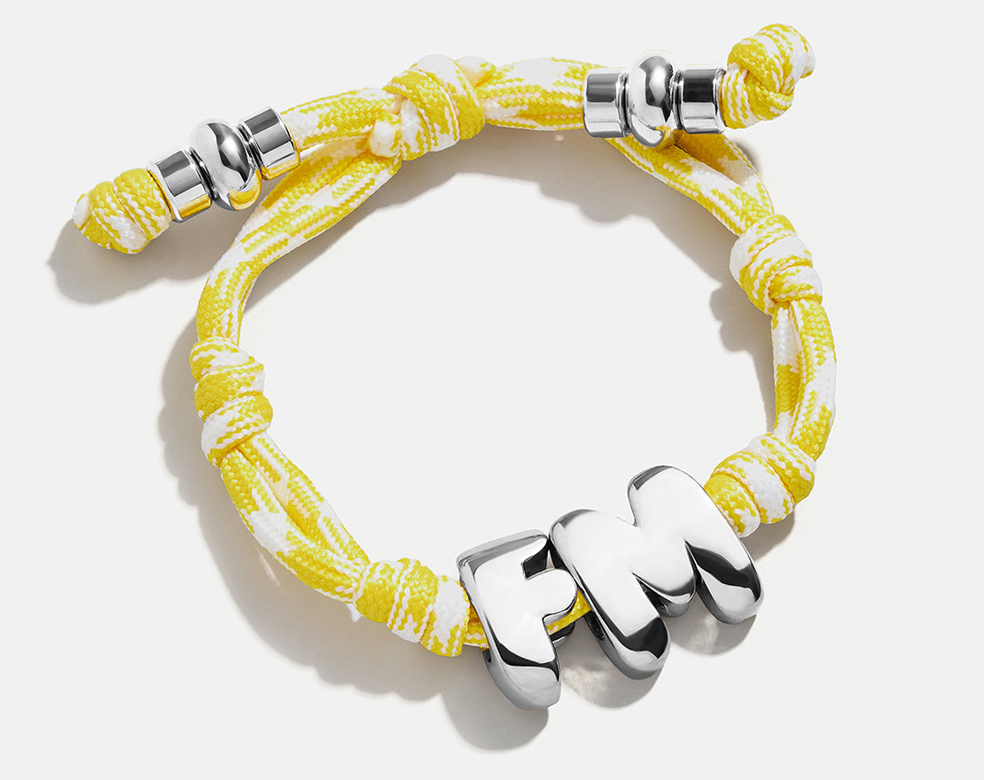 Knotty Initial Custom Bracelet - Bright Yellow Double Letters