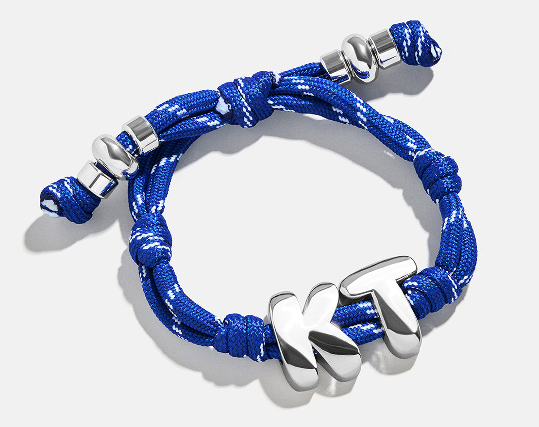 Knotty Initial Custom Bracelet - Cobalt Double Letters