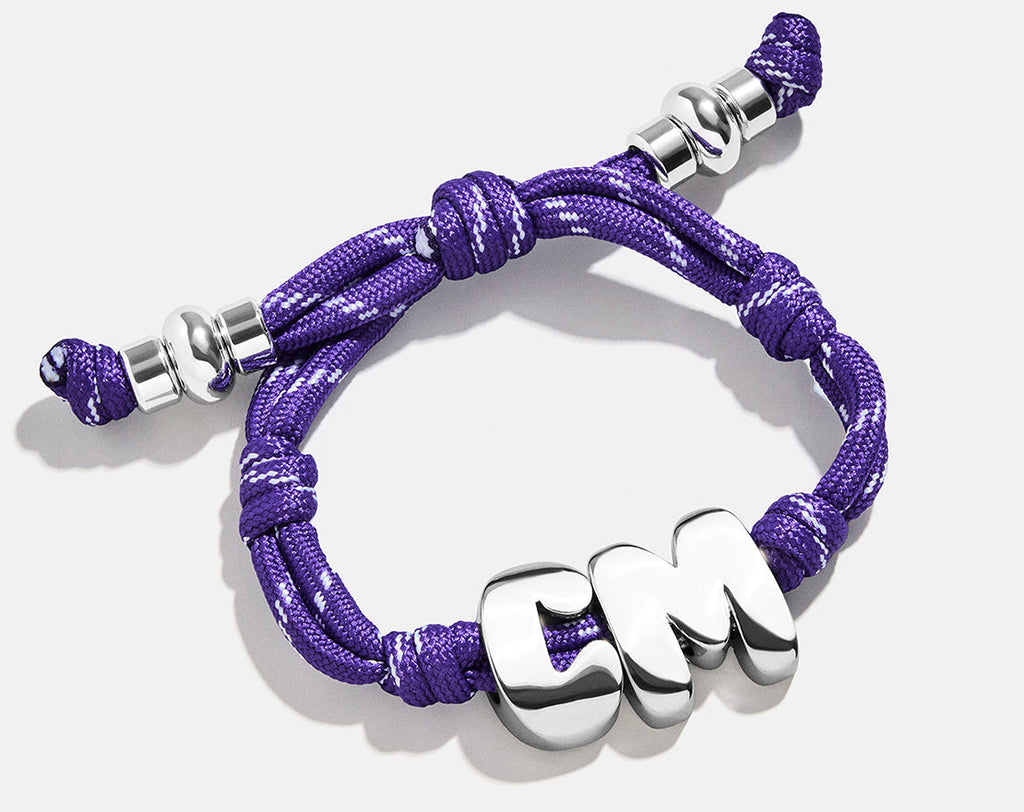 Knotty Initial Custom Bracelet - Purple Double Letters