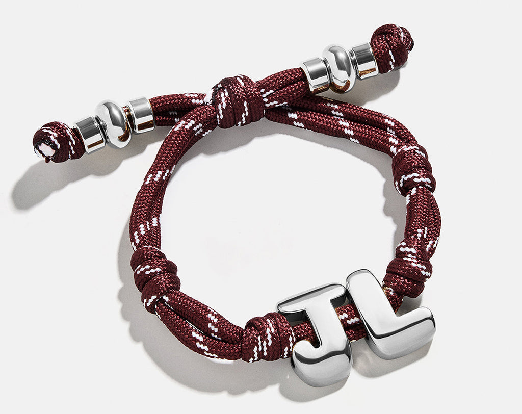 Knotty Initial Custom Bracelet - Maroon Double Letters