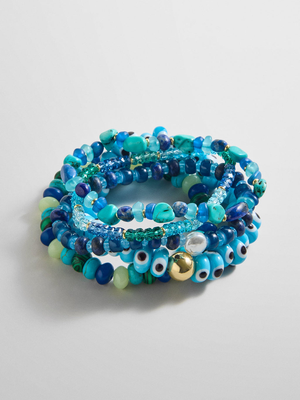 Darcy Semi-Precious Beaded Bracelet Set - Blue