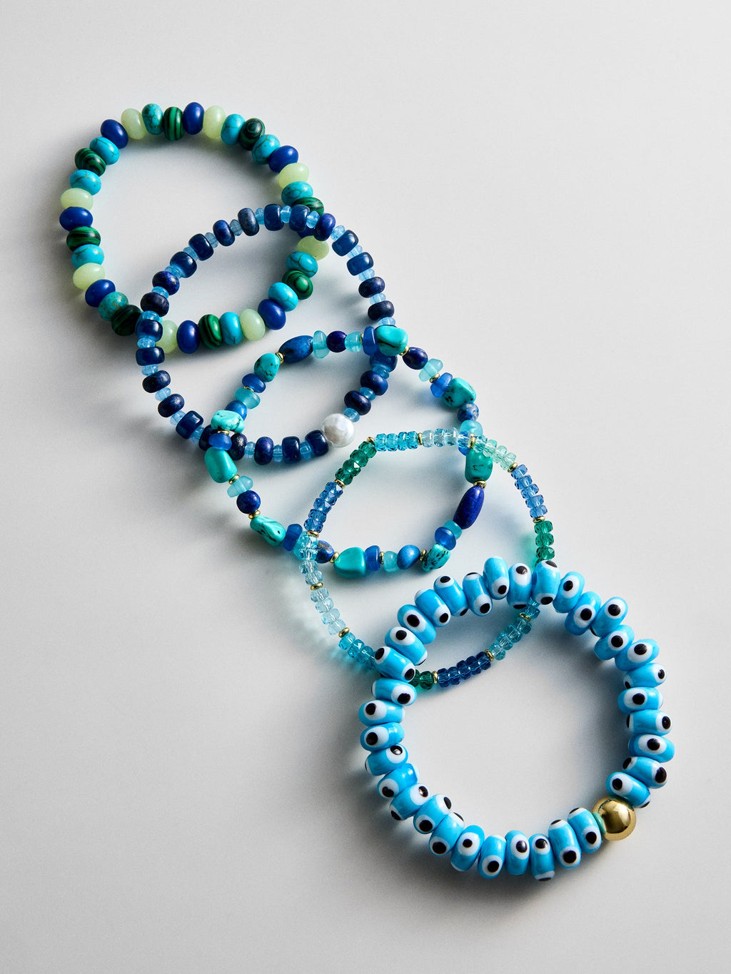 Darcy Semi-Precious Beaded Bracelet Set - Blue