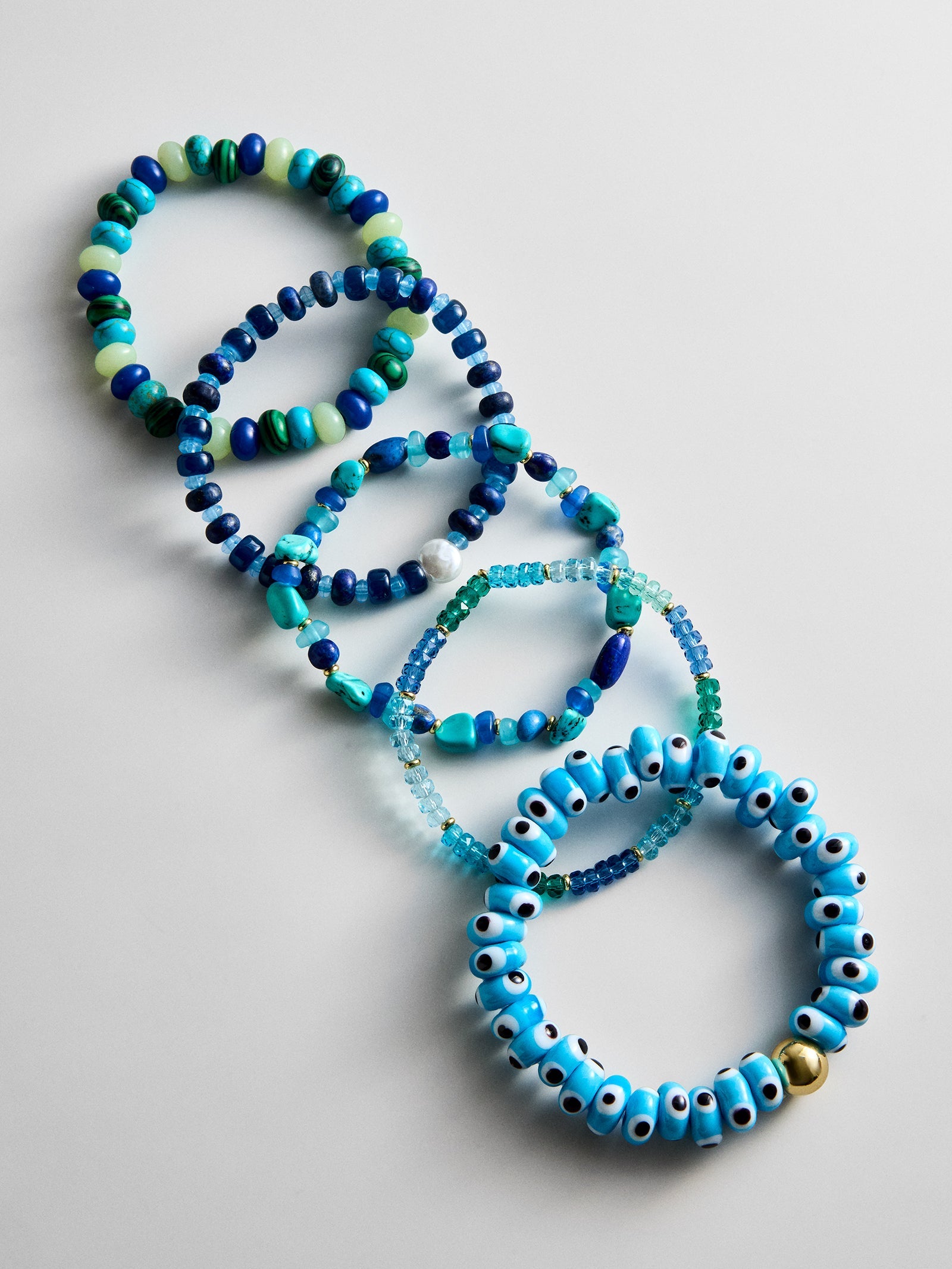 Darcy Semi-Precious Beaded Bracelet Set - Blue