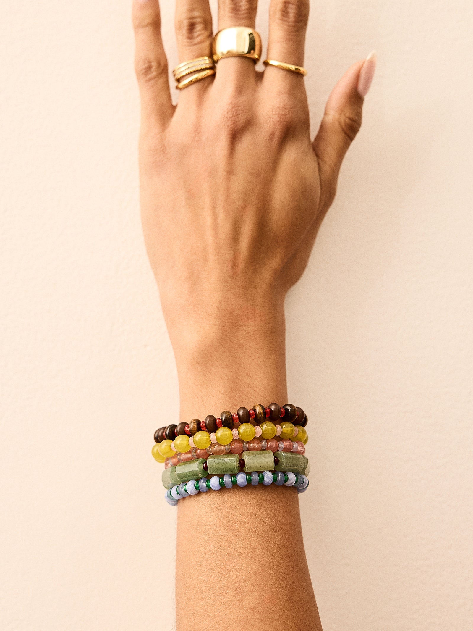 Darcy Semi-Precious Beaded Bracelet Set - Muted Multi