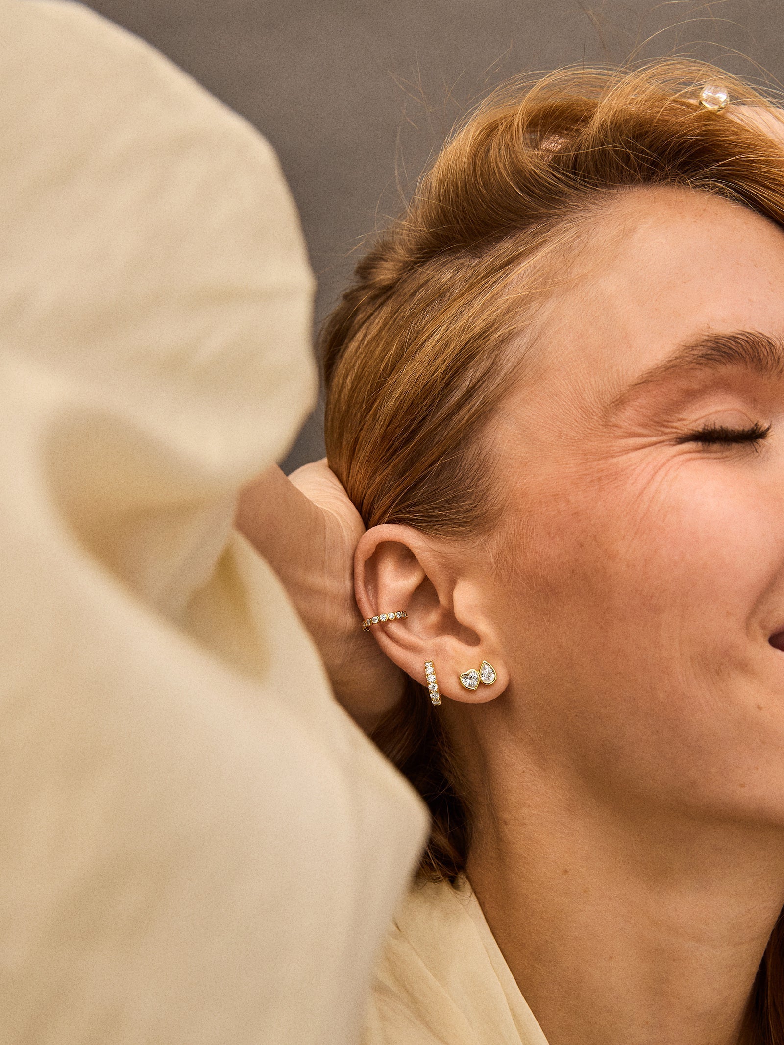 Toi Et Moi 14K Gold Stud Earrings - Gold/Pavé
