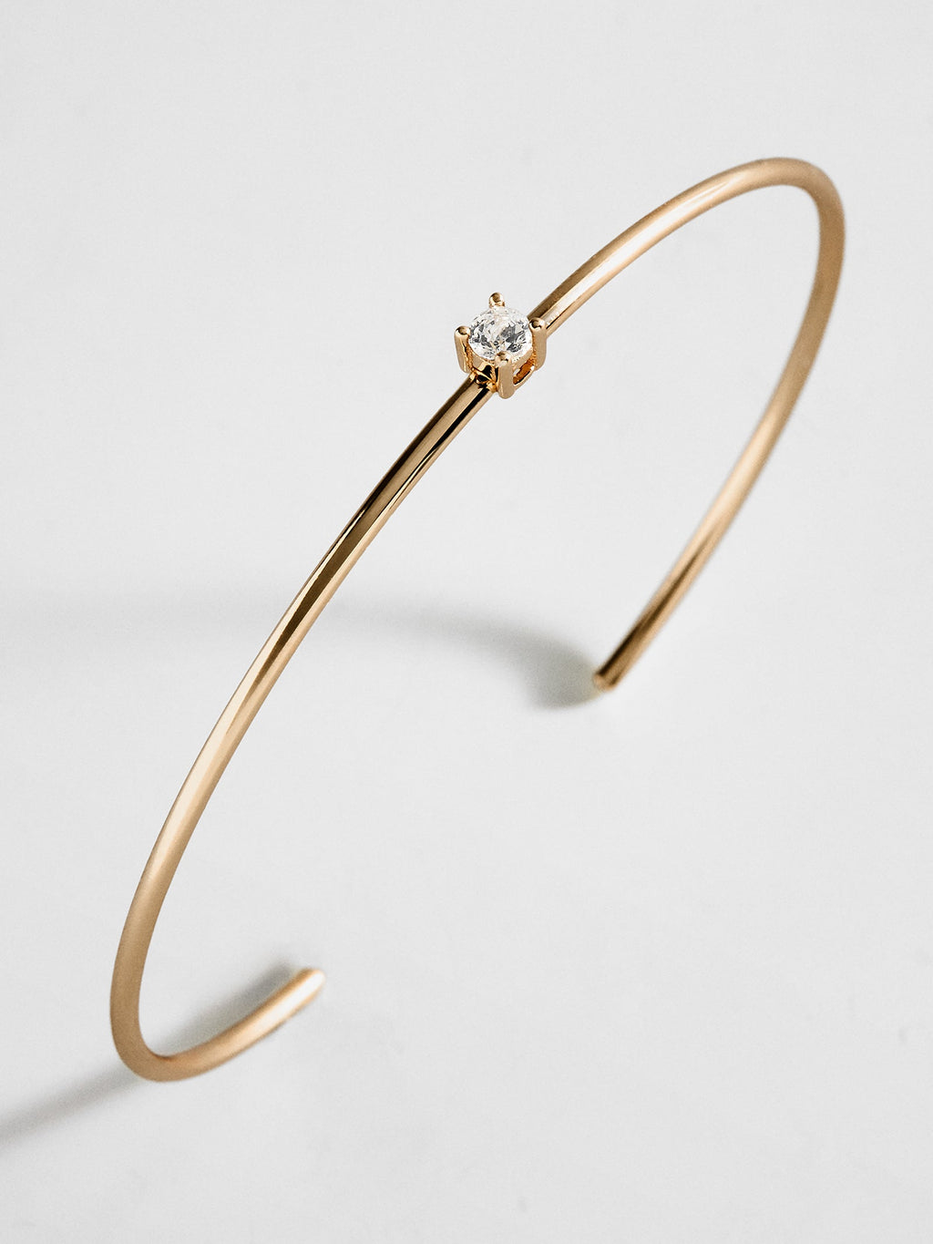 Valentina 14K Gold Cuff Bracelet - Gold Cuff, Round Stone
