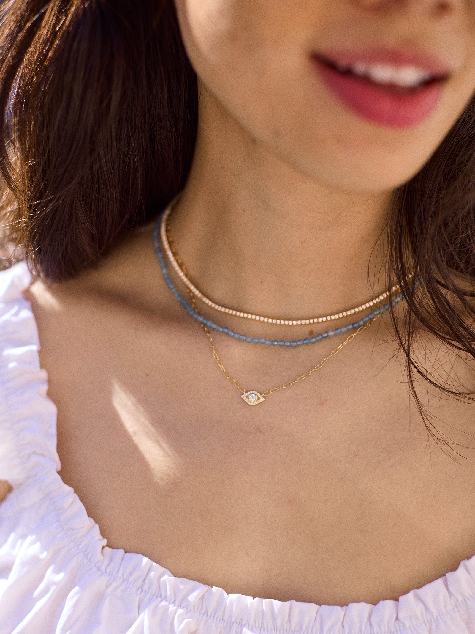 Evil Eye 14K Gold Hera Necklace - Gold/Pavé