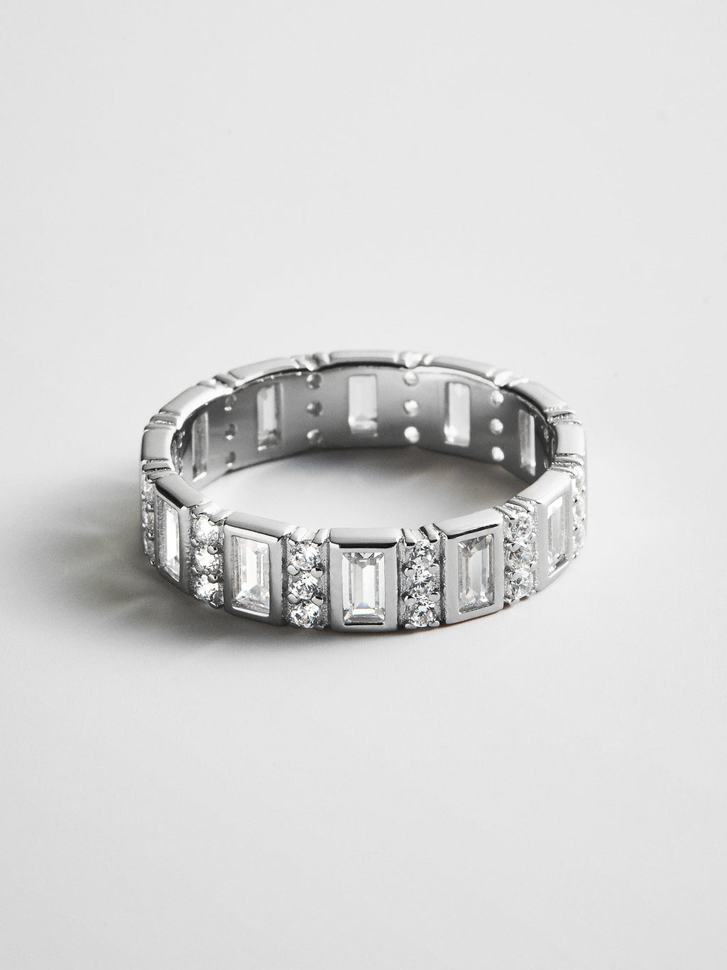 Isabella Sterling Silver Cigar Band - Silver/Pavé