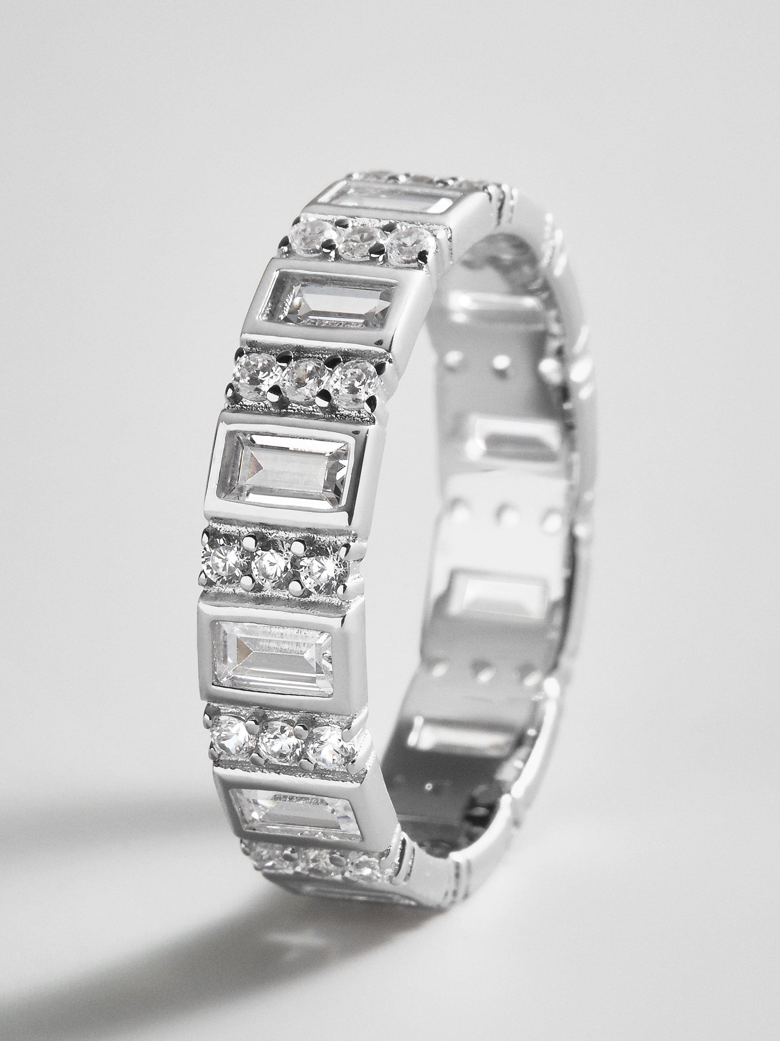 Isabella Sterling Silver Cigar Band - Silver/Pavé