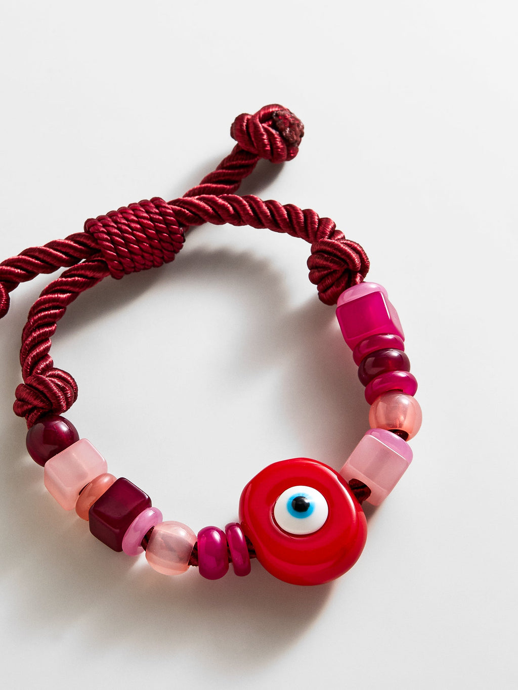 Bright Eyed Beaded Bracelet - Red