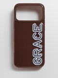 Fine Line Custom iPhone Case - Dark Brown/Baby Blue