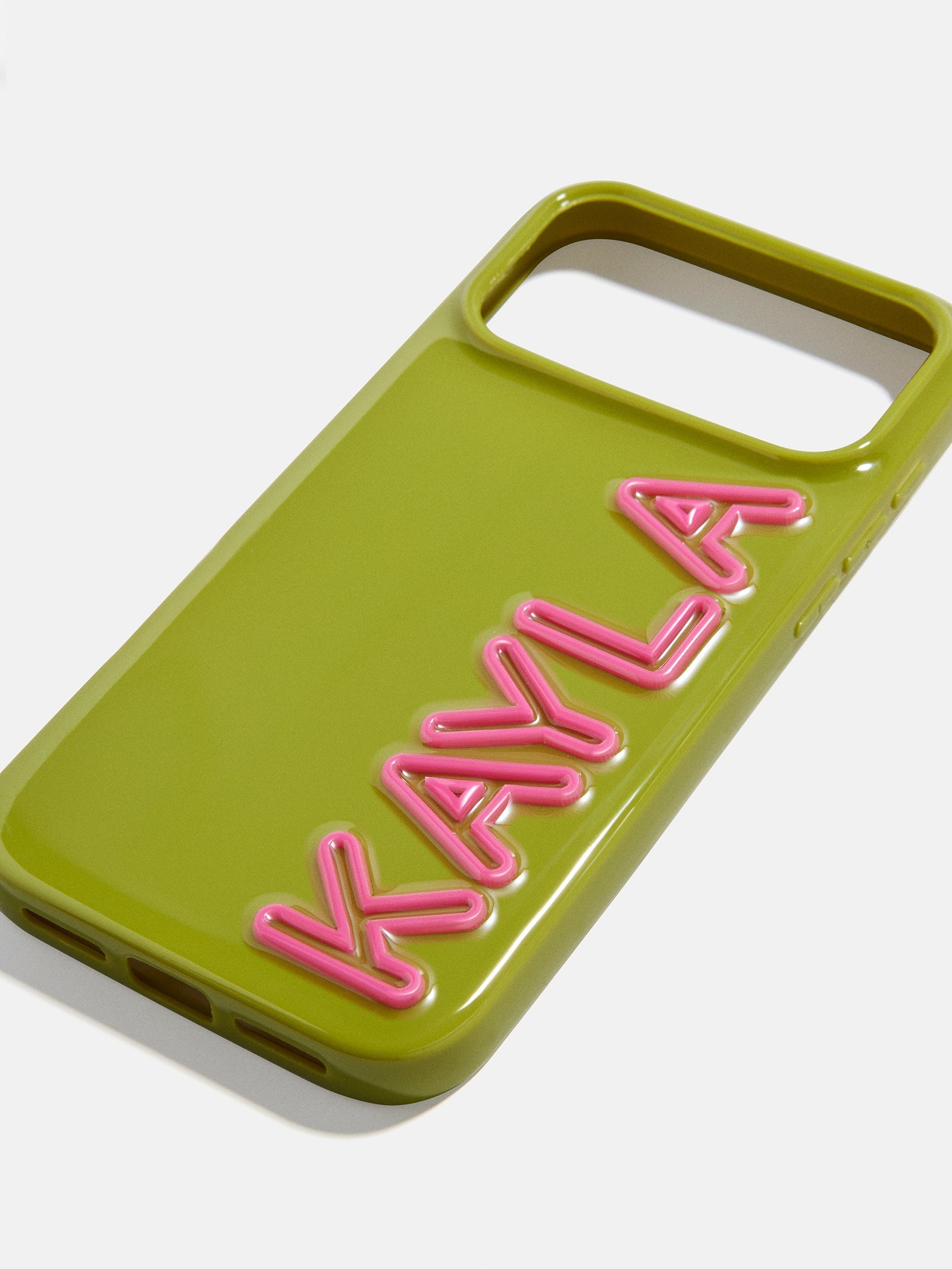 Fine Line Custom iPhone Case - Olive Green/Hot Pink