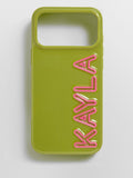 Fine Line Custom iPhone Case - Olive Green/Hot Pink