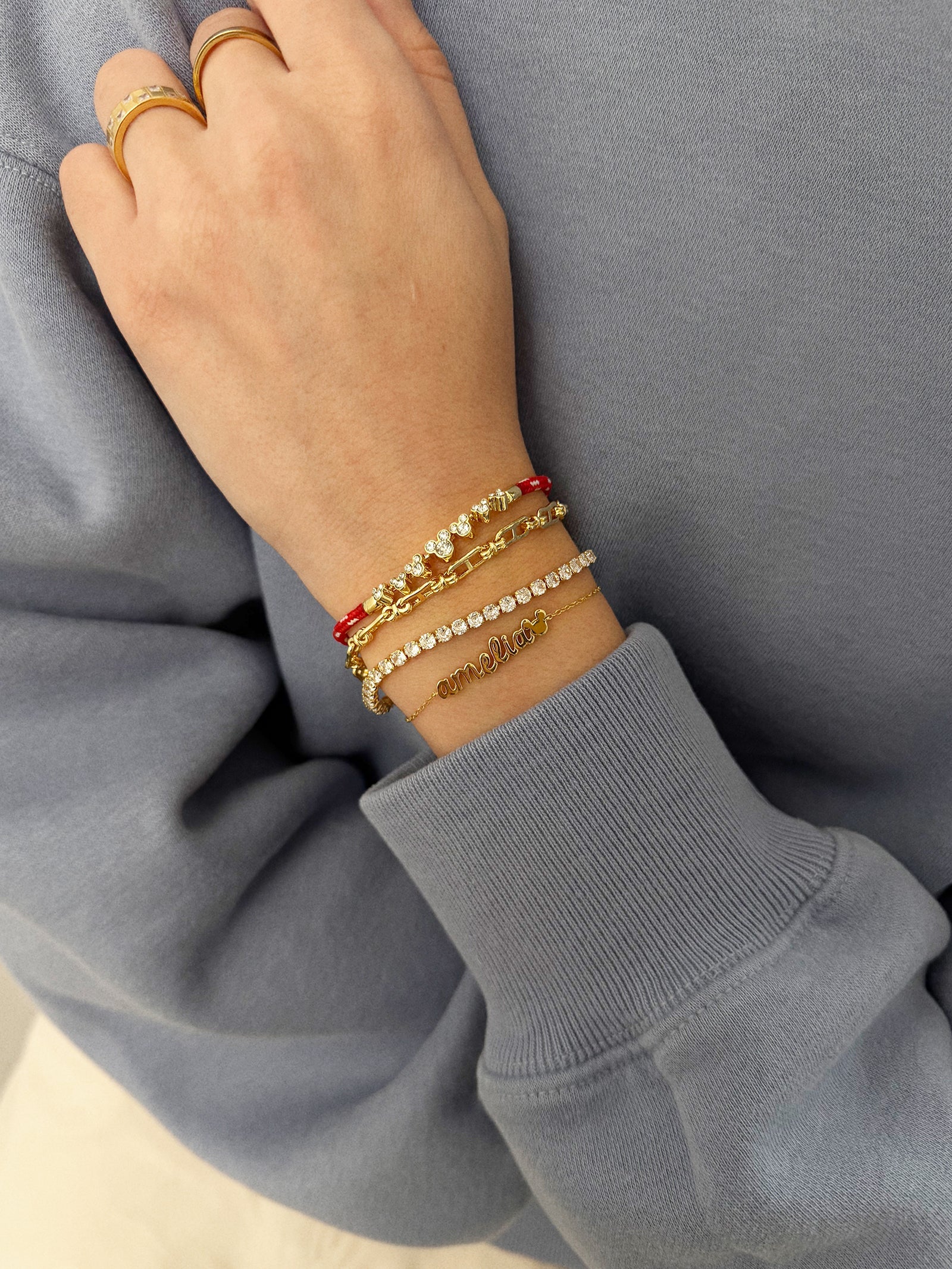 Disney Mickey Mouse Layered Bracelet - Gold/Red